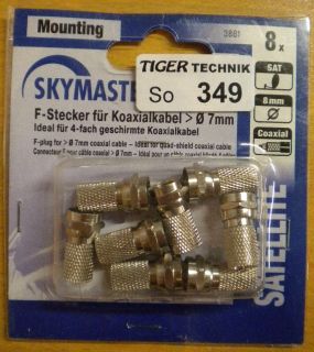 Skymaster Video 8 Stück 8x F-Stecker für Koax-Kabel 7mm *so349