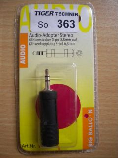 BigBalloon Audio Adapter Klinke Stecker 3,5mm - Buchse 6,3mm stereo *so363