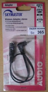 Skymaster Audio Adapter Klinke 2,5mm Stecker gewinkelt 3,5mm Buchse Stereo*so365