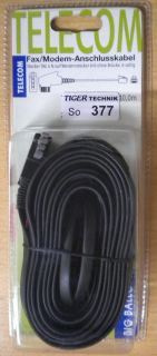 BigBalloon FAX Modem Kabel 10m Länge TAE-N Stecker - RJ11 Western 6/6 *so377