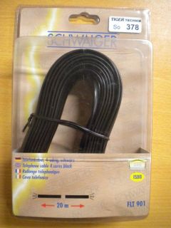 Schwaiger FLT901 Telefonkabel 4-adrig schwarz 20m ohne Stecker auch ISDN *so378