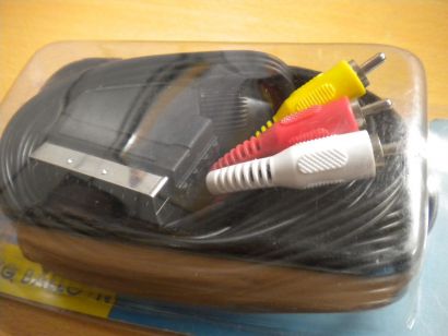 BigBalloon Scart Adapter Kabel 5m Länge Scart Stecker - 3x Cinch Stecker* so416