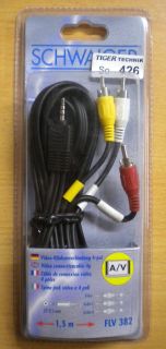 Schwaiger Video AV Kabel 1,5m 4-pol Klinke 3x Cinch Stecker DVD PC auf TV* so426
