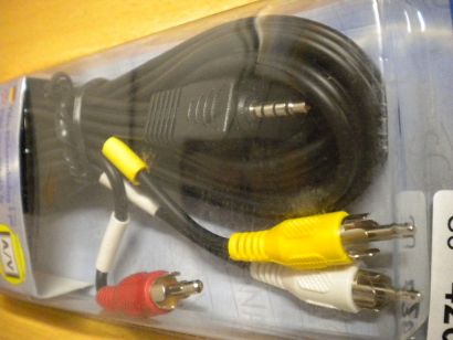 Schwaiger Video AV Kabel 1,5m 4-pol Klinke 3x Cinch Stecker DVD PC auf TV* so426