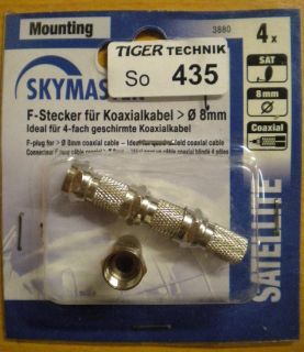 4x Skymaster F-Stecker für Koaxialkabel > 8mm Durchmesser * so435