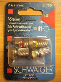 4x Schwaiger F-Stecker für Koaxialkabel mit 6,5mm - 7mm Durchmesser * so441