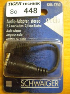 Schwaiger KHA4250 Audio Adapter stereo Klinke 2,5mm Stecker - 3,5mm Buchse*so448