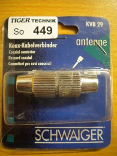 Schwaiger KVB 29 Koax Kabelverbinder bis 8mm Außendurchmesser verchromt * so449