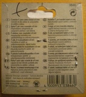 4x Skymaster F-Stecker vergoldet für Koaxialkabel Ø 6mm Hochwertig! * so458