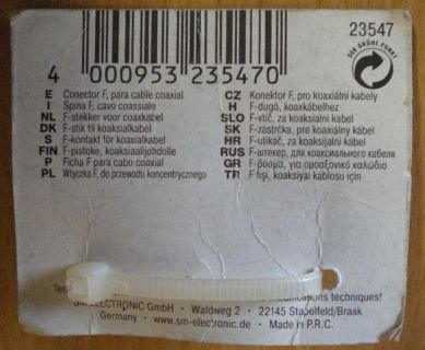 2x Skymaster F-Stecker für Koaxialkabel > 6mm Durchmesser* so408