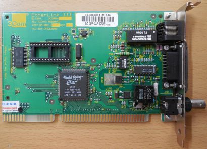 3COM 3C509B-C EtherLink III ISA Ethernet Network Adapter Card BNC AUI RJ45* nw65