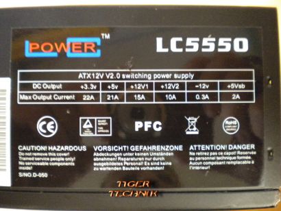LC Power LC5550 ATX12V V2.0 swiching  550W PC Netzteil* nt317