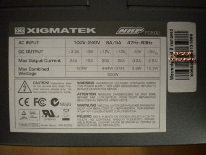 XIGMATEK NRP PC502 500 Watt ATX PC Netzteil* nt321