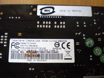 Dell Creative Labs SB0770 SoundBlasterTM X-Fi XtremeGamer 7.1 Ch EAX YN899*s59