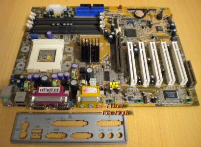 DFI WT70-EC Rev B Mainboard + Blende Sockel 423 4xRIMM IDE AGP PCI Audio* m476