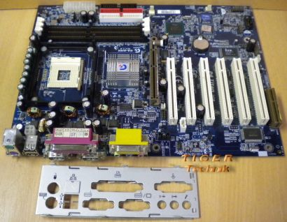 Gigabyte GA-8IRX Rev: 2.0 Mainboard + Blende Sockel 478 AGP PCI Dual Bios *m488