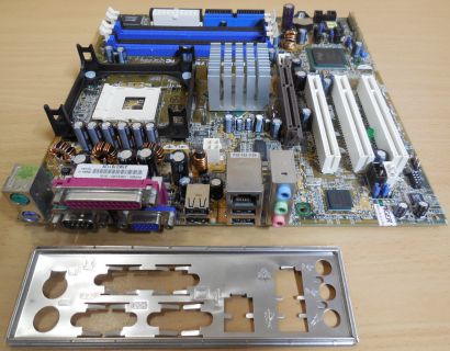 ASUS P4P800-VM Rev 1.06 Mainboard +Blende ATX Sockel 478 SATA AGP8X IDE DDR*m537
