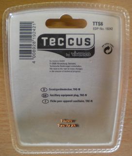 Teccus by Vivanco Zusatzgerätestecker zur Montage TAE-N Telefon Stecker* so462