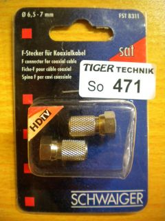 2x Schwaiger HDTV F-Stecker für Koaxialkabel 6,5 - 7mm Durchmesser* so471