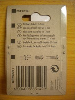 2x Schwaiger FST 8314 F-Stecker für Koaxialkabel 4mm Durchmesser* so472