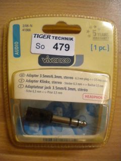 Vivanco Audio Adapter Klinke Stecker 6,3mm - Buchse 3,5mm stereo* so479