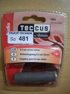 Teccus by Vivanco Audio Adapter Klinkenkupplung 6,3mm stereo* so481