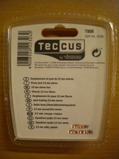 Teccus by Vivanco T808 Audio Klinkenkupplung 3,5mm stereo Klinke Kupplung* so483