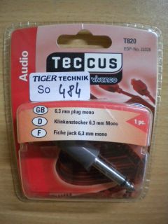 Teccus by Vivanco Audio Klinkenstecker 6,3mm mono Klinke Stecker* so484