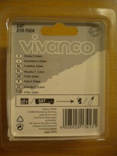 Vivanco DIY SAT STD F52A Video 2 Stück 2x F-Stecker für Koax-Kabel 5,2mm* so487