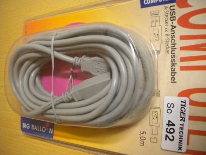 BigBalloon USB Kabel grau 5m Typ A Stecker - Typ B Stecker *so492