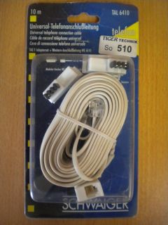 Schwaiger Telefon Kabel Modular 10m +Adapter Telekom Siemens International*so510