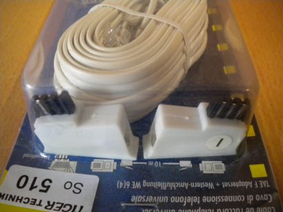 Schwaiger Telefon Kabel Modular 10m +Adapter Telekom Siemens International*so510