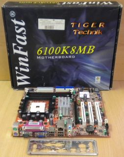 Foxconn Winfast 6100K8MB Rev 1.0 Mainboard +Blende in OVP Sockel 754 PCIe* m599