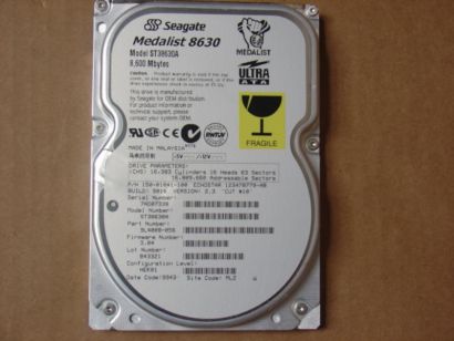 Seagate Medalist 8630 ST38630A HDD IDE 8,600 MB 3,5 Festplatte* f35