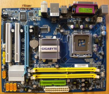 Gigabyte GA-G31M-S2L Rev 1.1 Mainboard + Blende Sockel 775 DDR2 PCIe GBLAN* m605