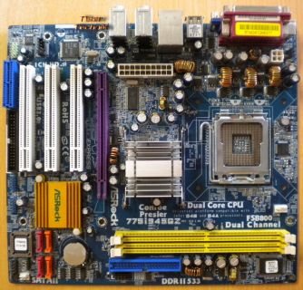 ASRock 775i945GZ Rev 1.03 Mainboard +Blende Sockel 775 PCIe VGA LAN SATA* m634