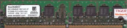 Swissbit SEU06464E1B21AE-37 PC2-4300 512MB DDR2 533MHz Arbeitsspeicher RAM* r232