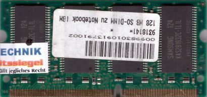 Samsung M464S1724CT1-L1L PC100 128MB SDRAM 100MHz SODIMM Arbeitsspeicher* lr03