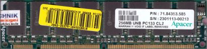 Apacer 71.84353.585 PC133 CL2 256MB SDRAM 133MHz Arbeitsspeicher RAM* r298