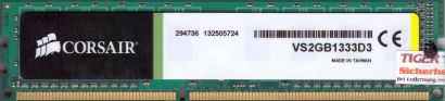 Corsair VS2GB1333D3 PC3-10600 2GB DDR3 1333MHz CL9 Arbeitsspeicher RAM* r316