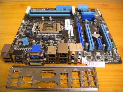Asus P7H55-M Rev 1.02G Mainboard +Blende Sockel 1156 DDR3 PCIe GLAN 7.1 Aud*m654