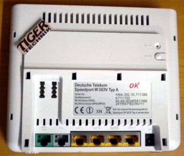 Deutsche Telekom Speedport W 503V Typ A Router ADSL ADSL2+ VOIP 2x TAE* nw396