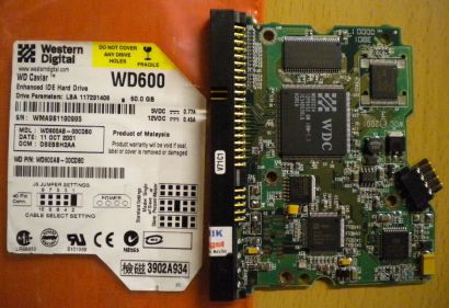 WD Caviar WD600AB-00CDB0 IDE 60GB PCB Controller-Elektronik Platine* fe50