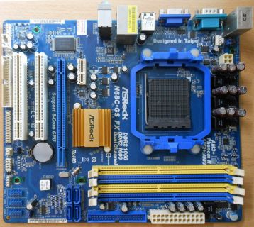 ASRock N68C-GS FX Rev1.05 Mainboard +Blende Sockel AM3+ VGA Audio DDR2 DDR3*m711