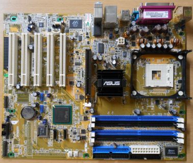 ASUS P4P800 SE Rev 2.00 Mainboard +Blende Sockel 478 SATA AGP 8X IDE DDR* m714
