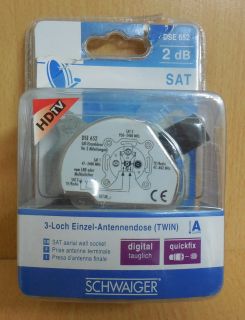 Schwaiger 3-loch Einzel-Antennendose TWIN 2dB HD digital tauglich quickfix*So525