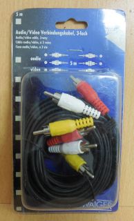 Schwaiger Anschlusskabel 5m für DVD Video 3x Chinch St.- 3x Chinch St.* so528