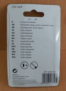 Schwaiger CS ZSV 668 2 Stück Lautsprecher Stecker Schraubanschluss* so533