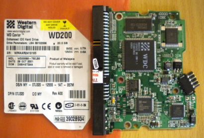 WD Caviar WD200BB-75CLB0 IDE 20GB PCB Controller Elektronik Platine* fe126