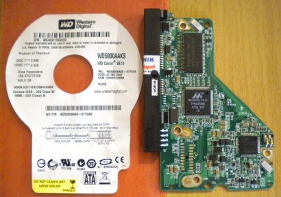 WD Caviar WD5000AAKS-07YGA0 IDE 500GB PCB Controller Elektronik Platine* fe128